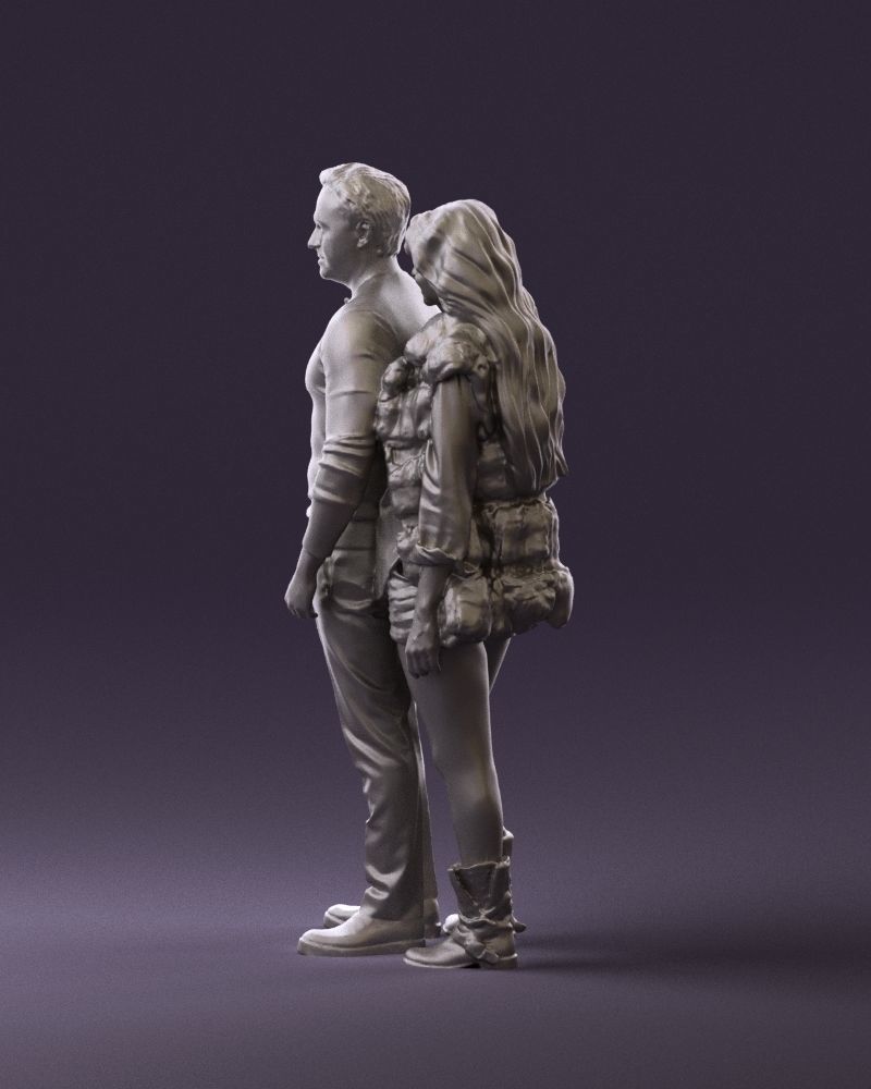 Woman in fur coat hugs man behind 0830 3D Print Ready 3D print model_16