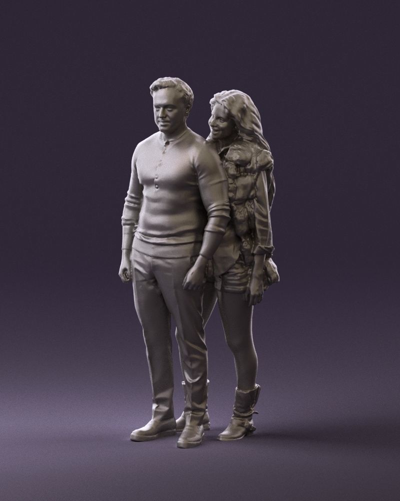 Woman in fur coat hugs man behind 0830 3D Print Ready 3D print model_20