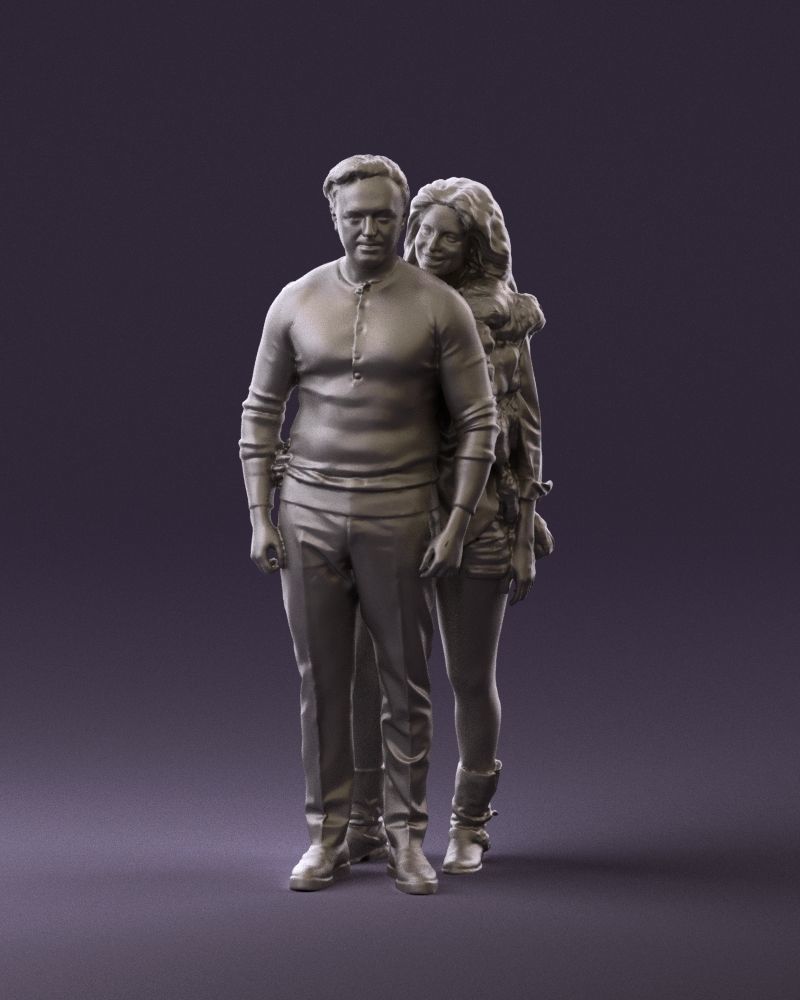 Woman in fur coat hugs man behind 0830 3D Print Ready 3D print model_24