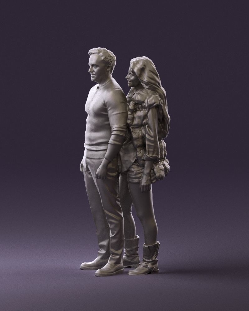 Woman in fur coat hugs man behind 0830 3D Print Ready 3D print model_18