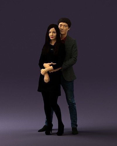Man in gray hugs woman 0629 3D Print Ready 3D print model