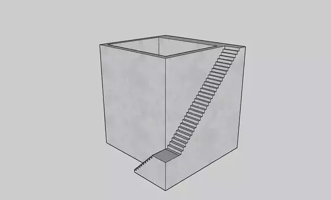 Mini Concrete Planter Box03 3D print model