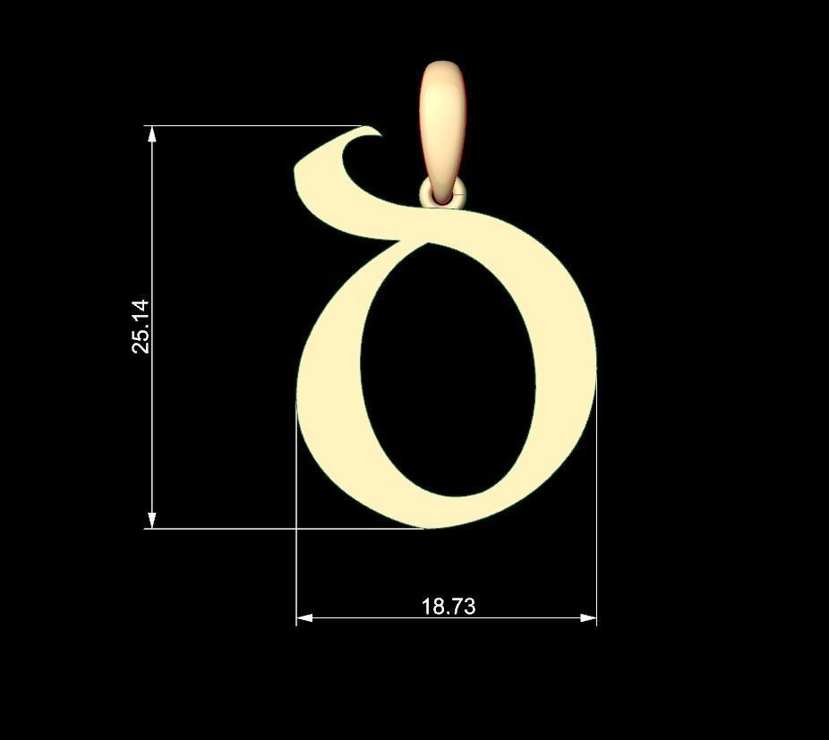 Initial Letters Pendant King Castle D 3D print model_4