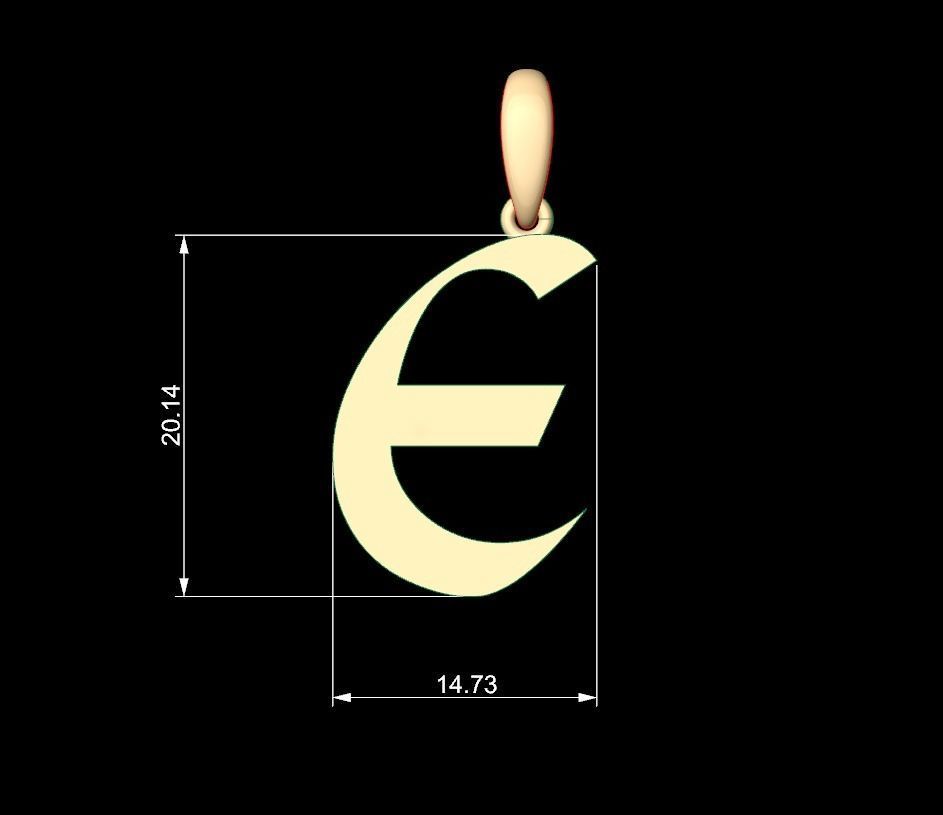 Initial Letters Pendant King Castle E 3D print model_4