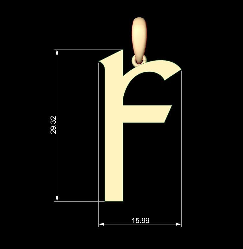 Initial Letters Pendant King Castle F 3D print model_4