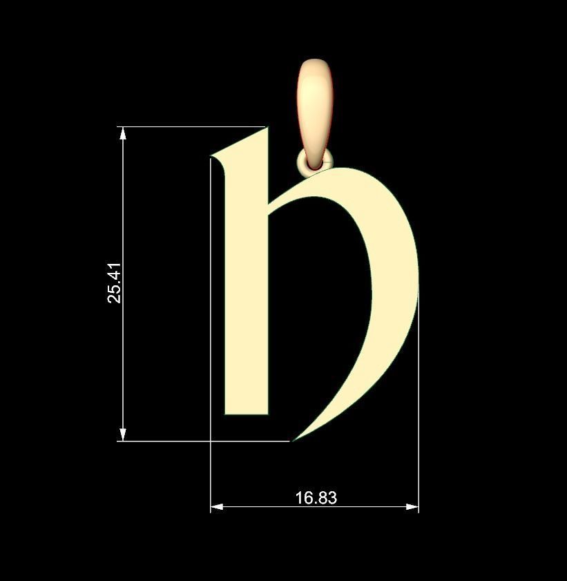 Initial Letters Pendant King Castle H 3D print model_4