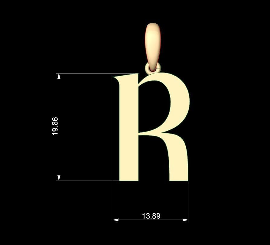 Initial Letters Pendant King Castle R 3D print model_4