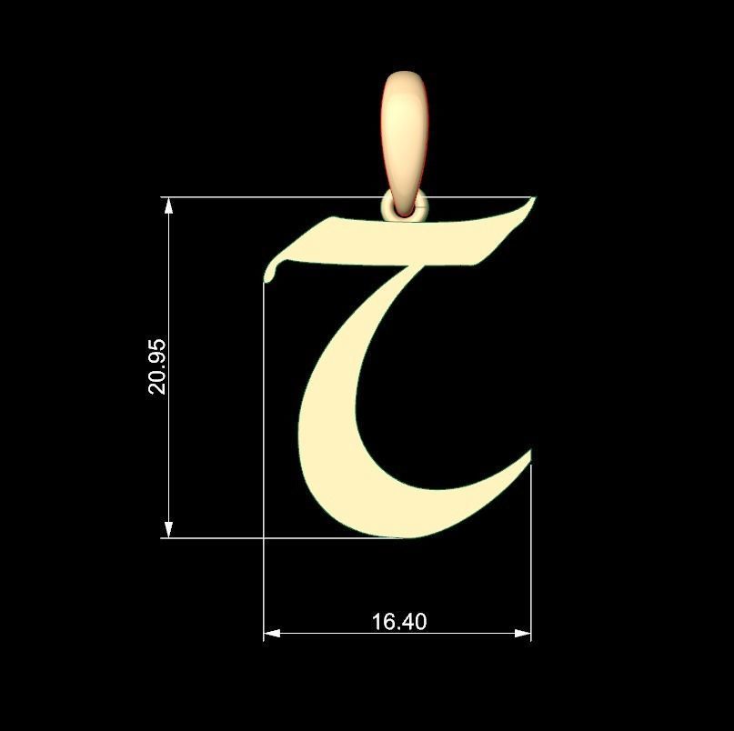 Initial Letters Pendant King Castle T 3D print model_4