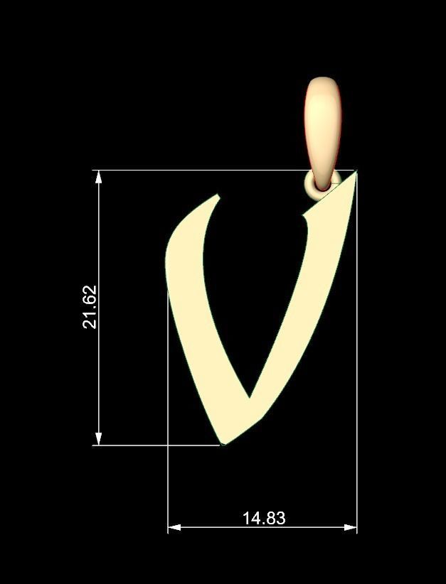 Initial Letters Pendant King Castle V 3D print model_4