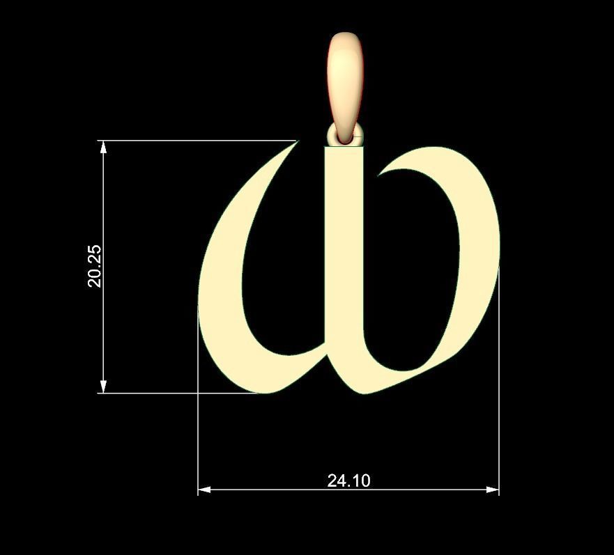 Initial Letters Pendant King Castle W 3D print model_4