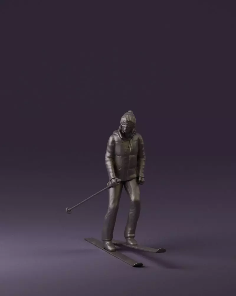 001101 Woman in Ski Suit on Skis STL Miniature 3D print model