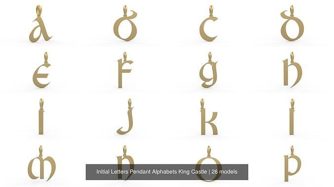 Initial Letters Pendant Alphabets King Castle 3D Model Collection