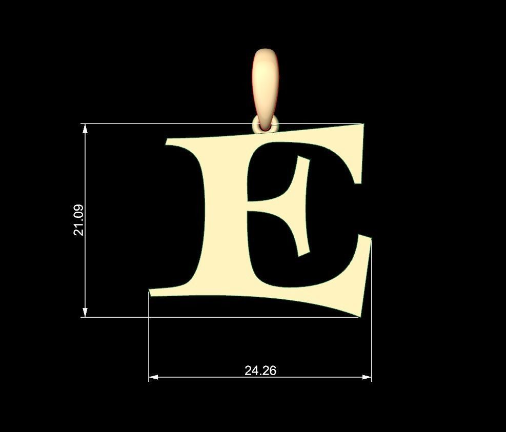 Initial Letters Pendant Jester Extended E 3D print model_4