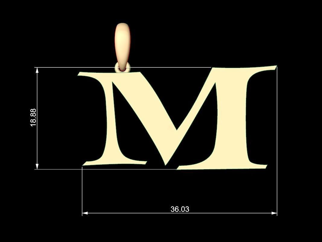 Initial Letters Pendant Jester Extended M 3D print model_4