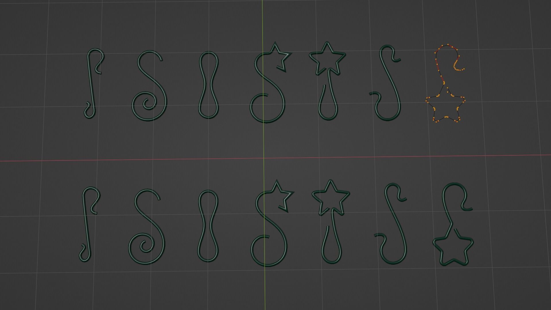 christmas ball hook set 3D mesh - svg - 3D curve - blender file 3D model_13