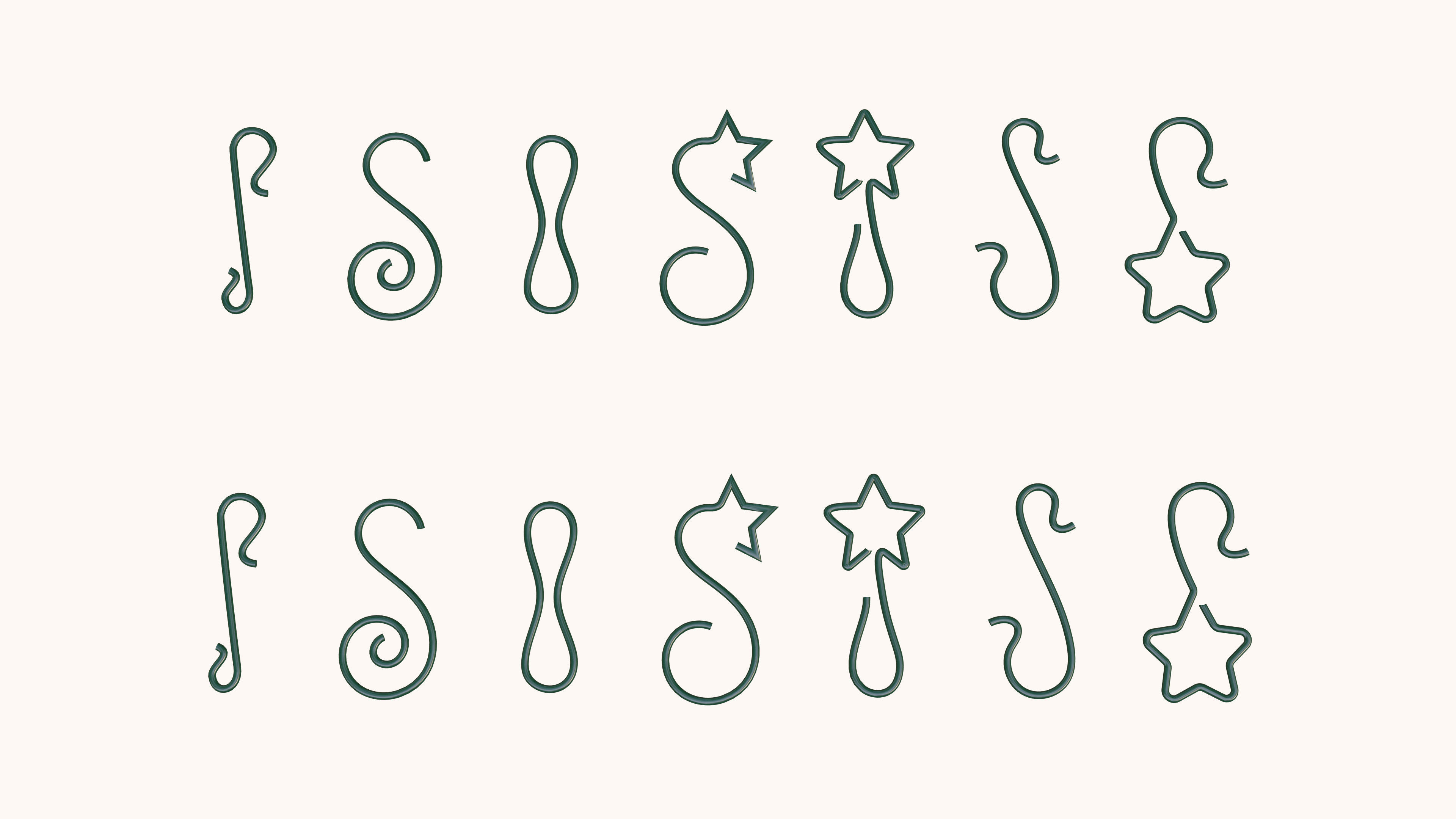 christmas ball hook set 3D mesh - svg - 3D curve - blender file 3D model_1