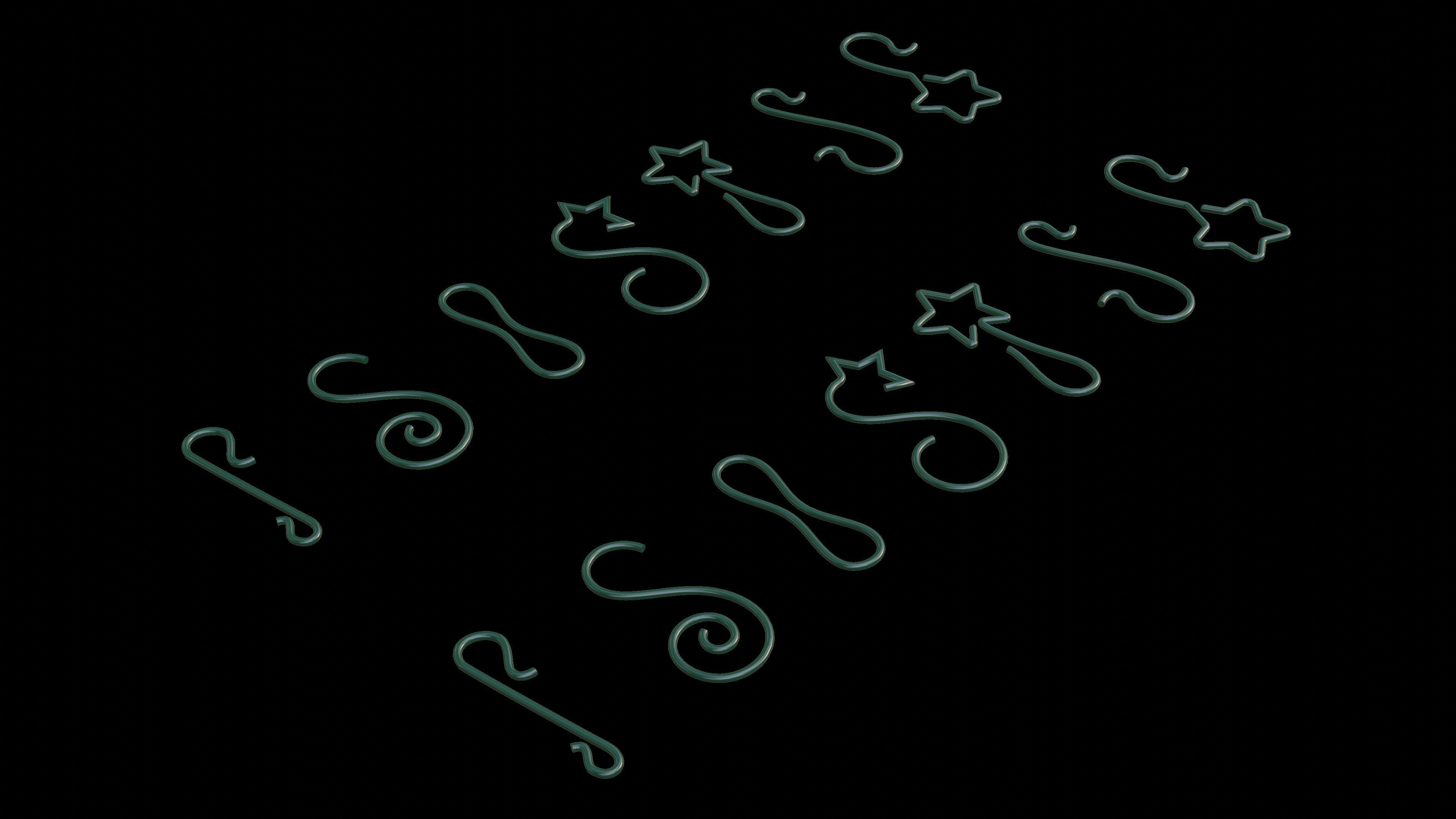 christmas ball hook set 3D mesh - svg - 3D curve - blender file 3D model_11