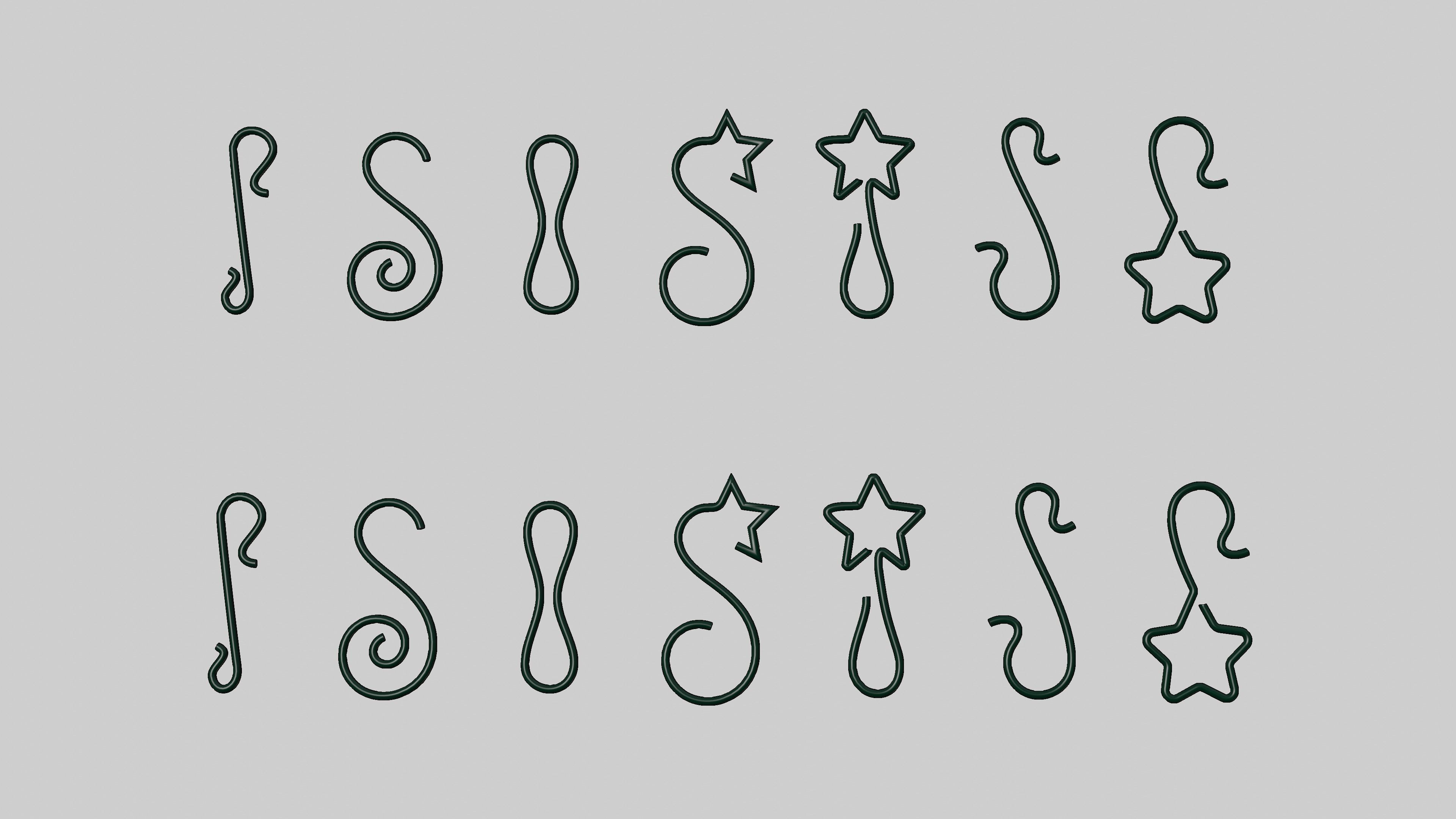 christmas ball hook set 3D mesh - svg - 3D curve - blender file 3D model_10