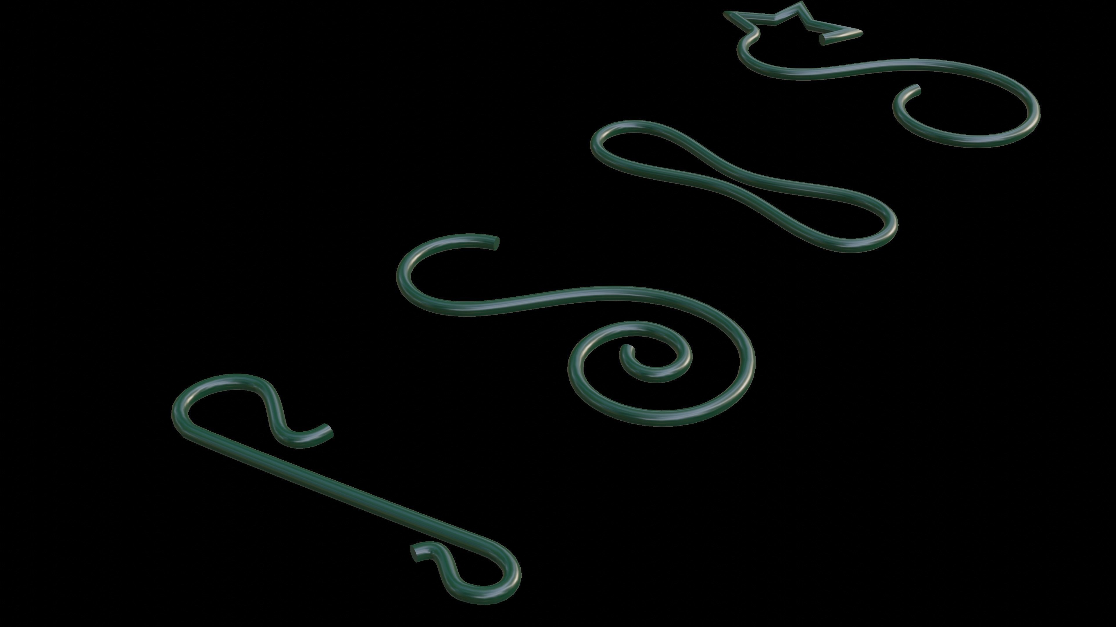 christmas ball hook set 3D mesh - svg - 3D curve - blender file 3D model_7