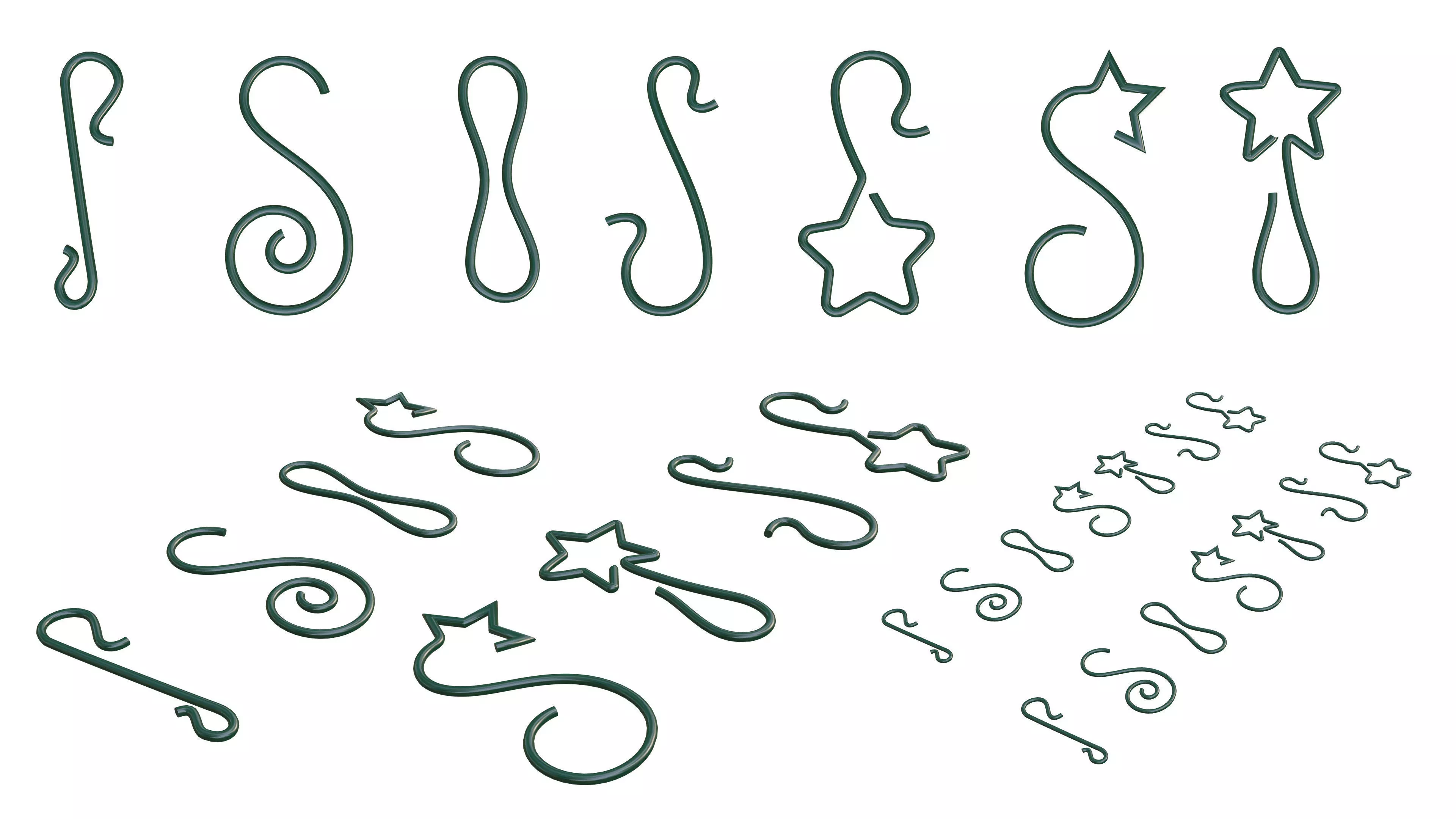 christmas ball hook set 3D mesh - svg - 3D curve - blender file 3D model_0