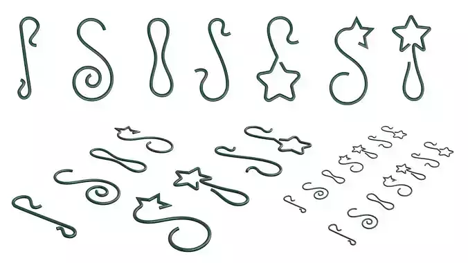 christmas ball hook set 3D mesh - svg - 3D curve - blender file