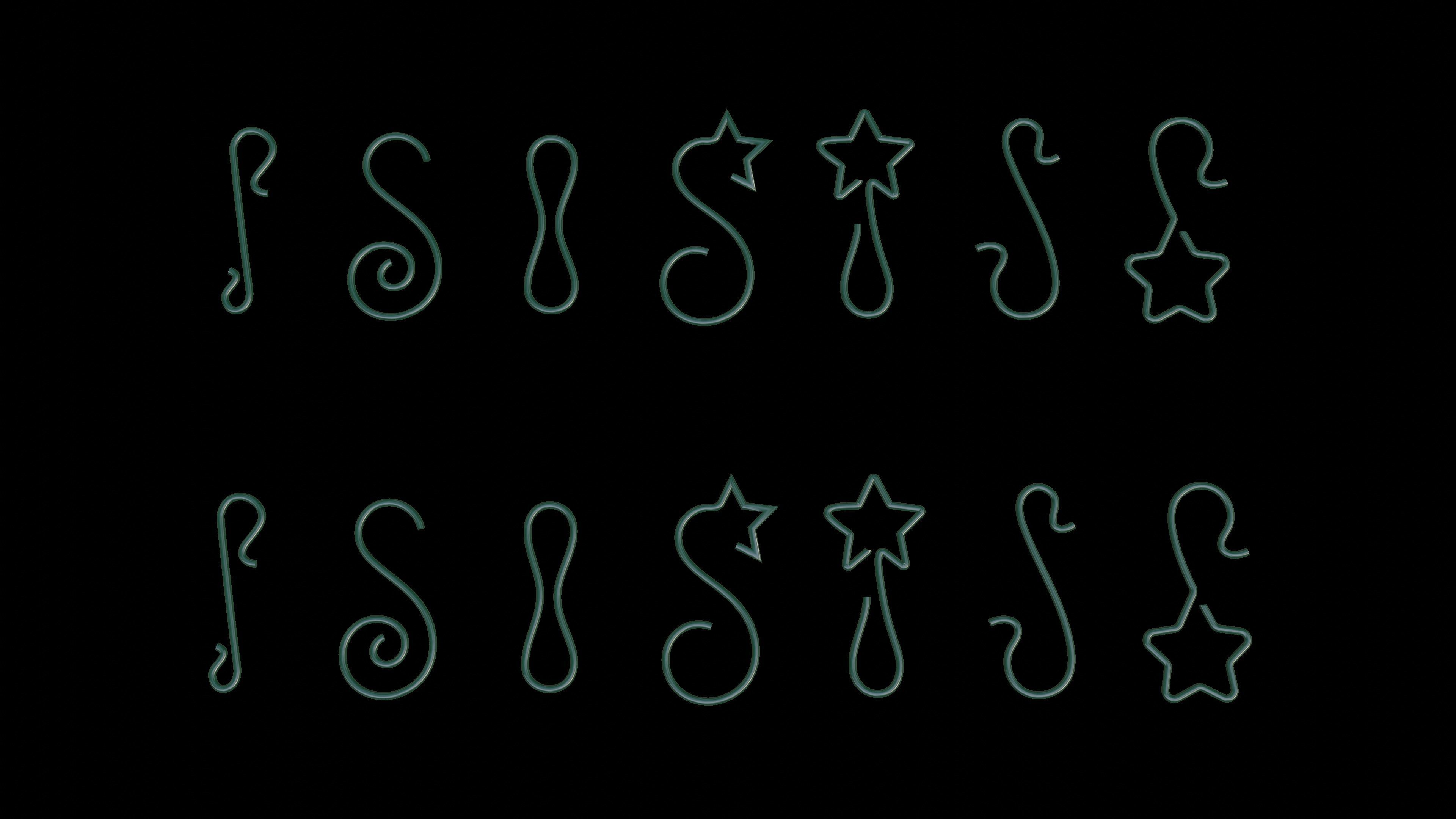 christmas ball hook set 3D mesh - svg - 3D curve - blender file 3D model_5