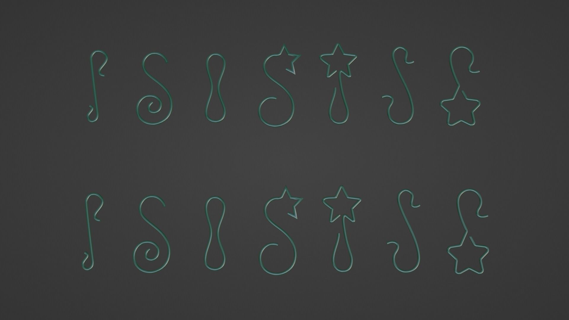 christmas ball hook set 3D mesh - svg - 3D curve - blender file 3D model_12