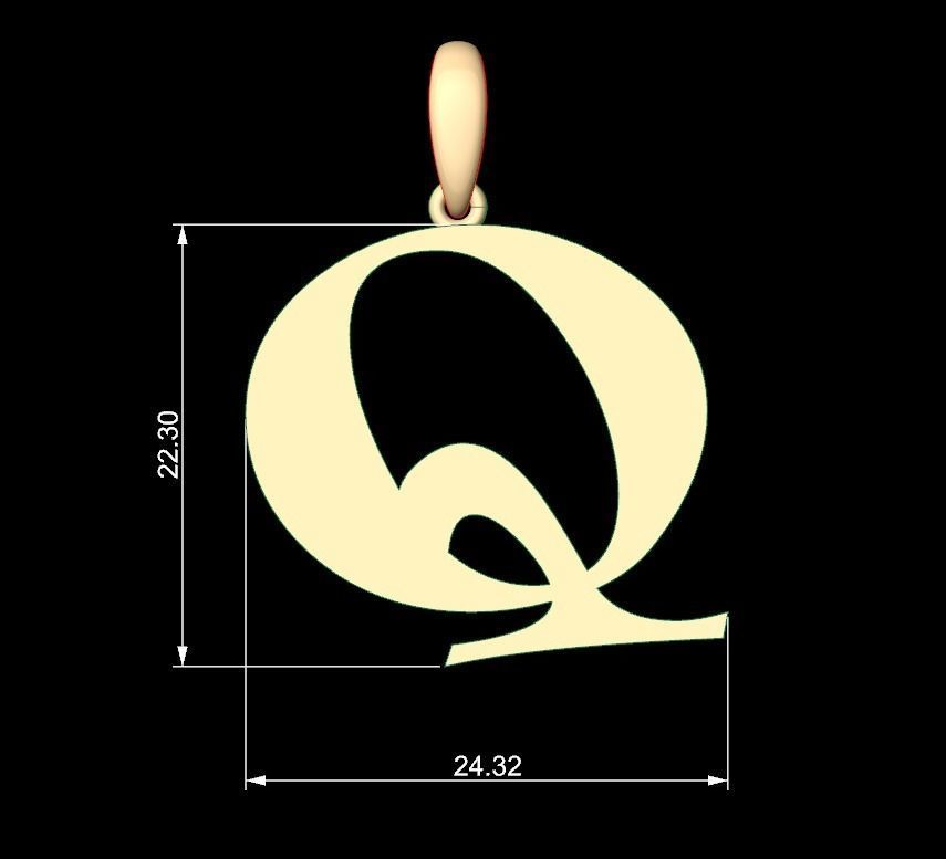 Initial Letters Pendant Jester Extended Q 3D print model_4