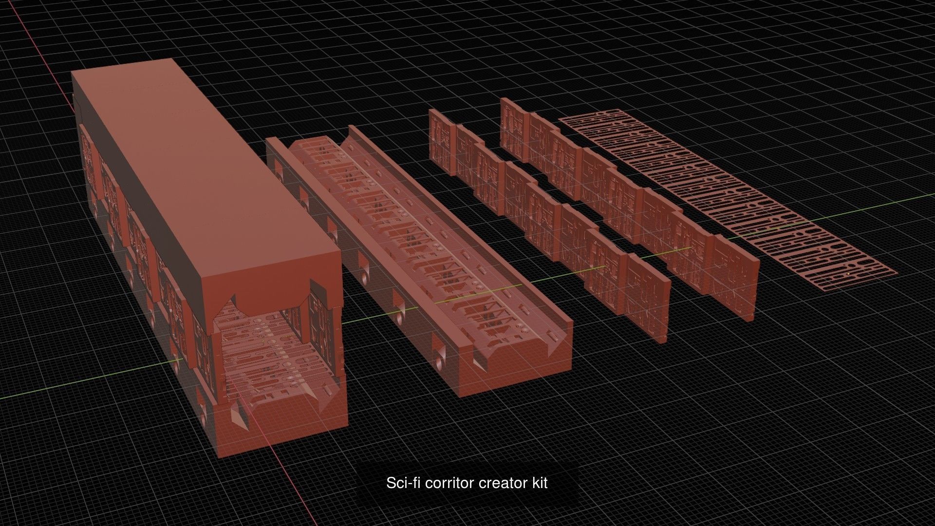 Sci-fi Kitbash - visor - tech - spaceship component - corridor 3D Model Collection_6