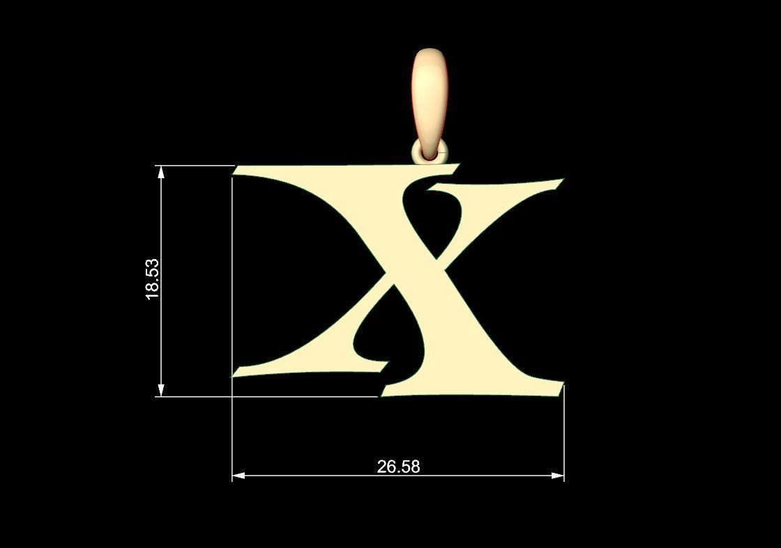 Initial Letters Pendant Jester Extended X 3D print model_4