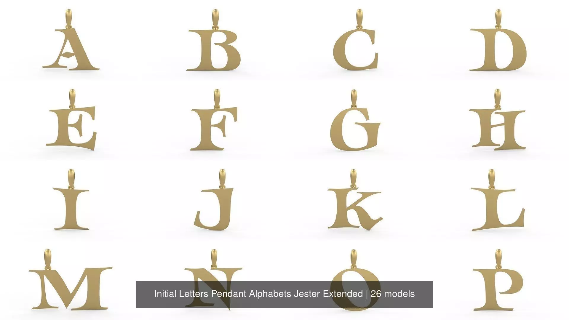 Initial Letters Pendant Alphabets Jester Extended 3D Model Collection_0