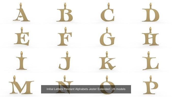 Initial Letters Pendant Alphabets Jester Extended 3D Model Collection