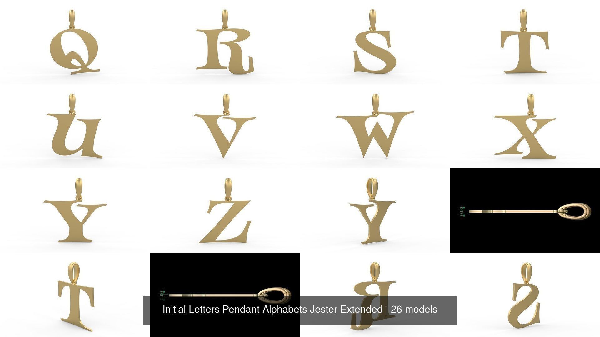 Initial Letters Pendant Alphabets Jester Extended 3D Model Collection_2