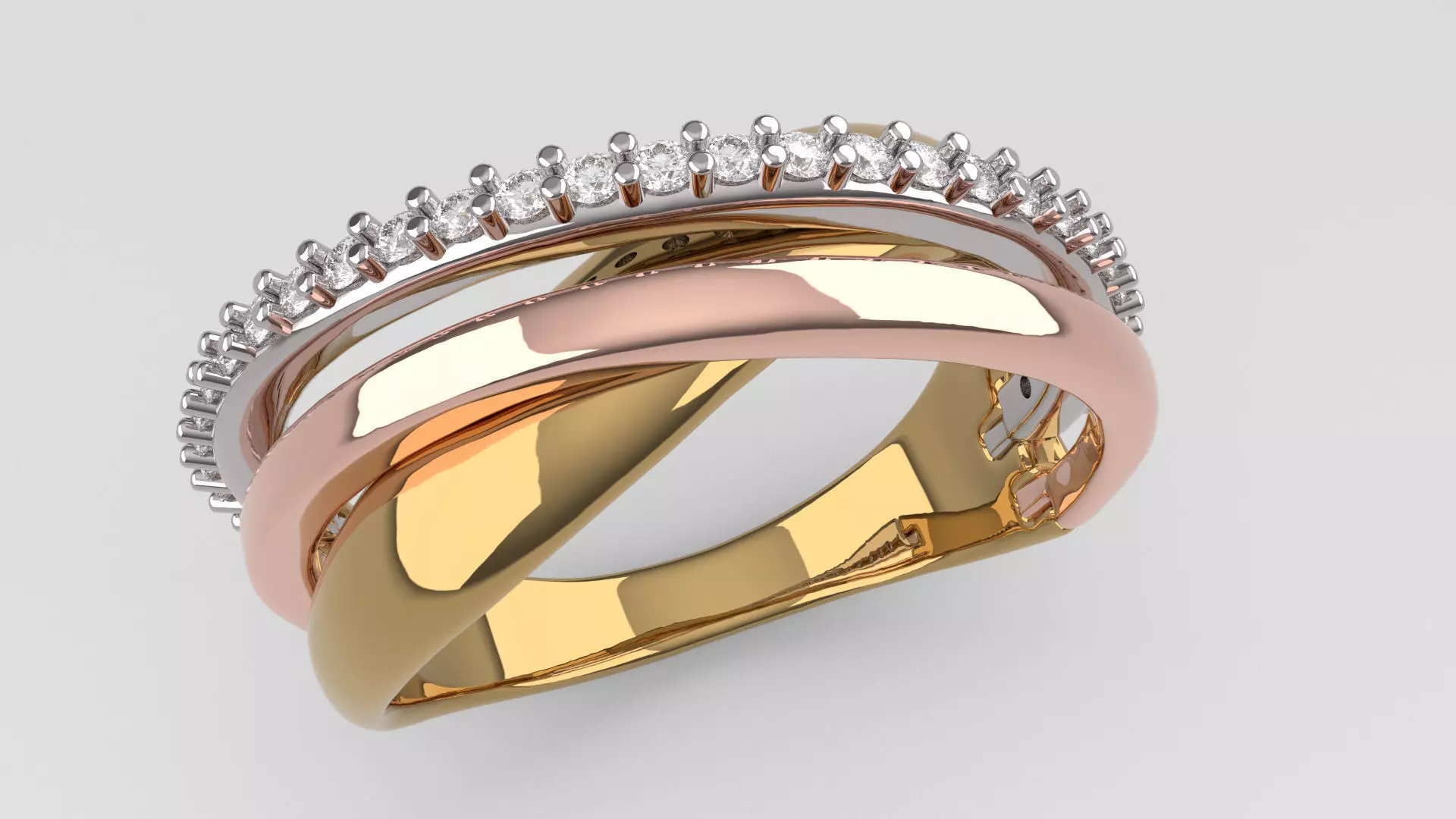 Ring ring gold and diamond 3D print model_0
