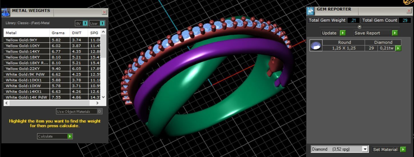 Ring ring gold and diamond 3D print model_1