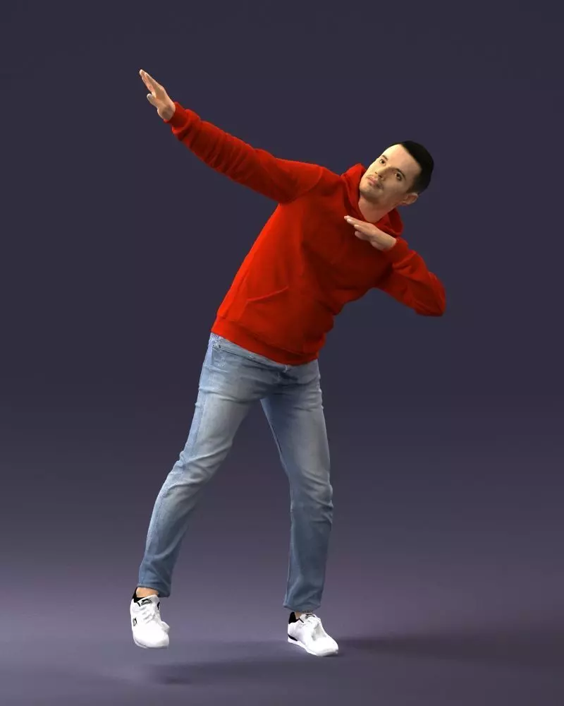 000264 Man in Red Hoodie and Jeans Dab Pose 0520 3D print model