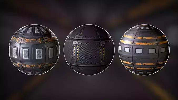 3 PBR Sci Fi panels materials