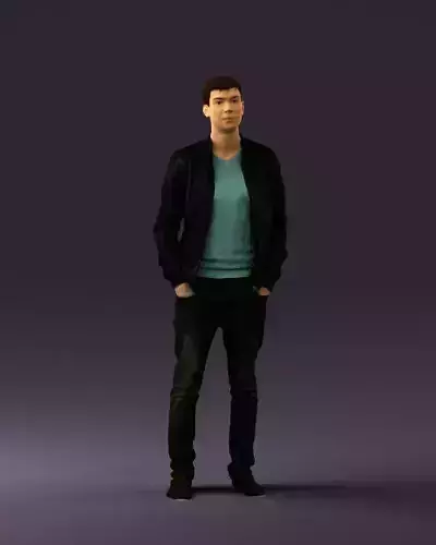 Man in black leather jacket 0650