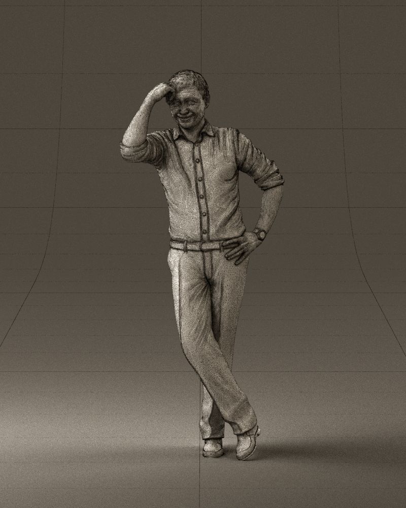 Man in white top smiling 0645 3D model_38