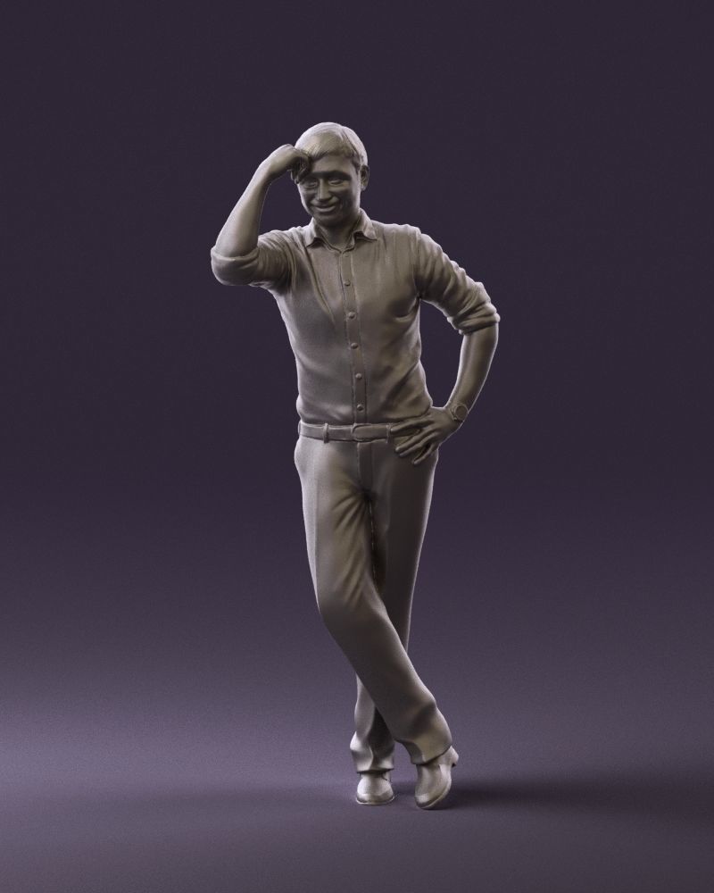 Man in white top smiling 0645 3D model_1