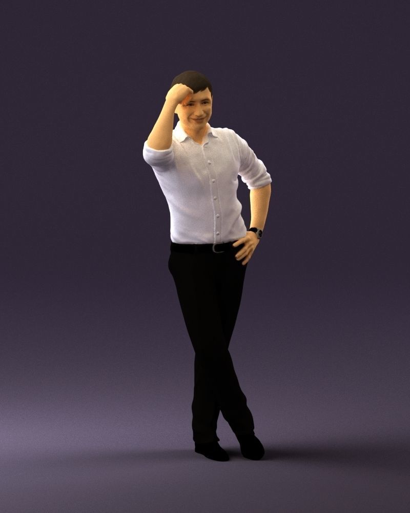 Man in white top smiling 0645 3D model_6