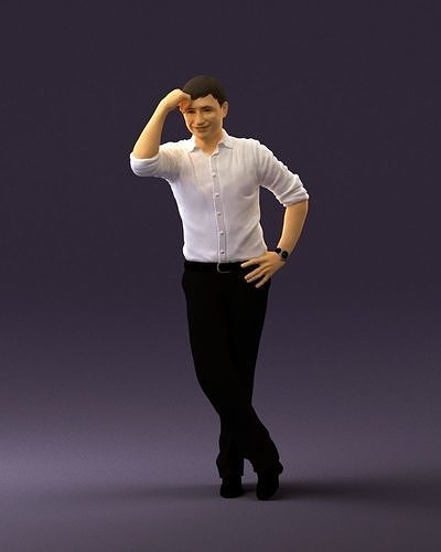 Man in white top smiling 0645 3D model