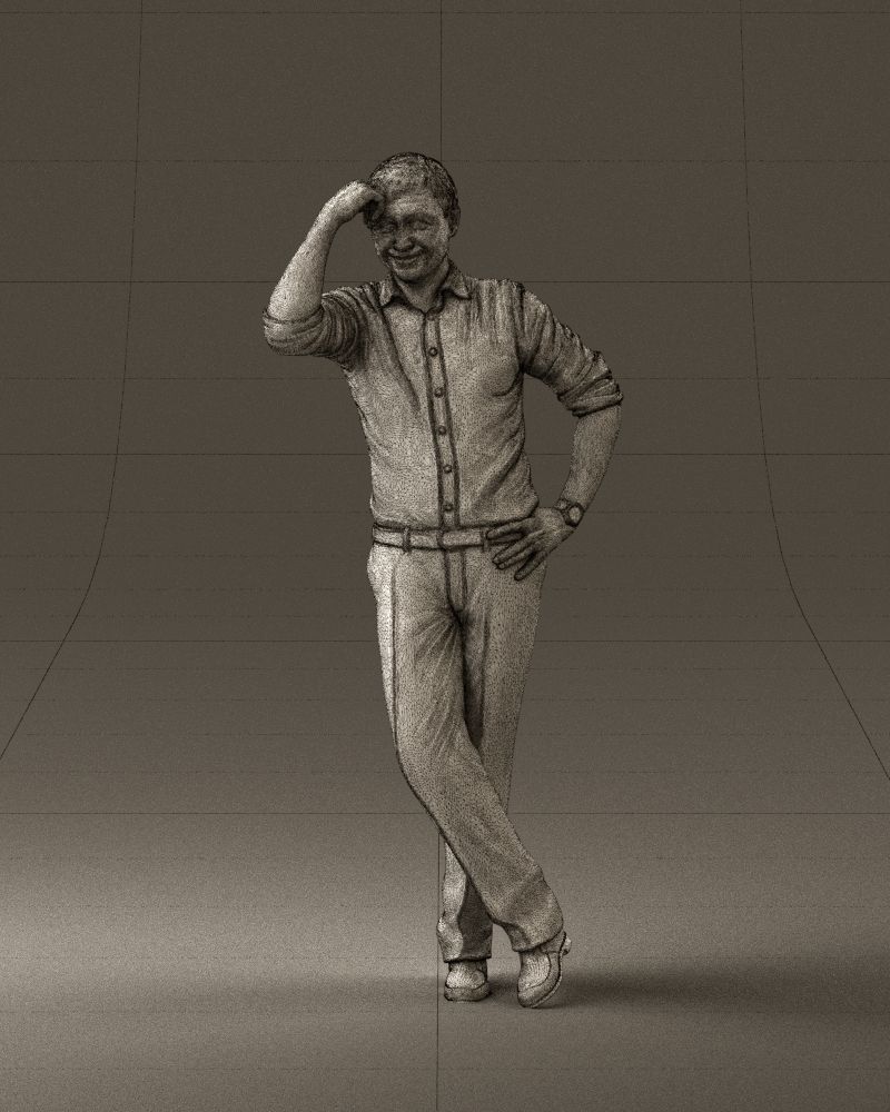 Man in white top smiling 0645 3D model_2