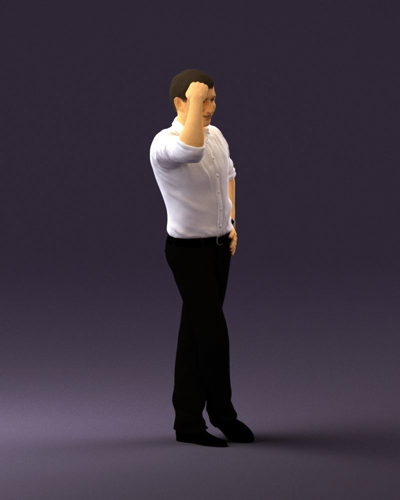 Man in white top smiling 0645 3D model_9