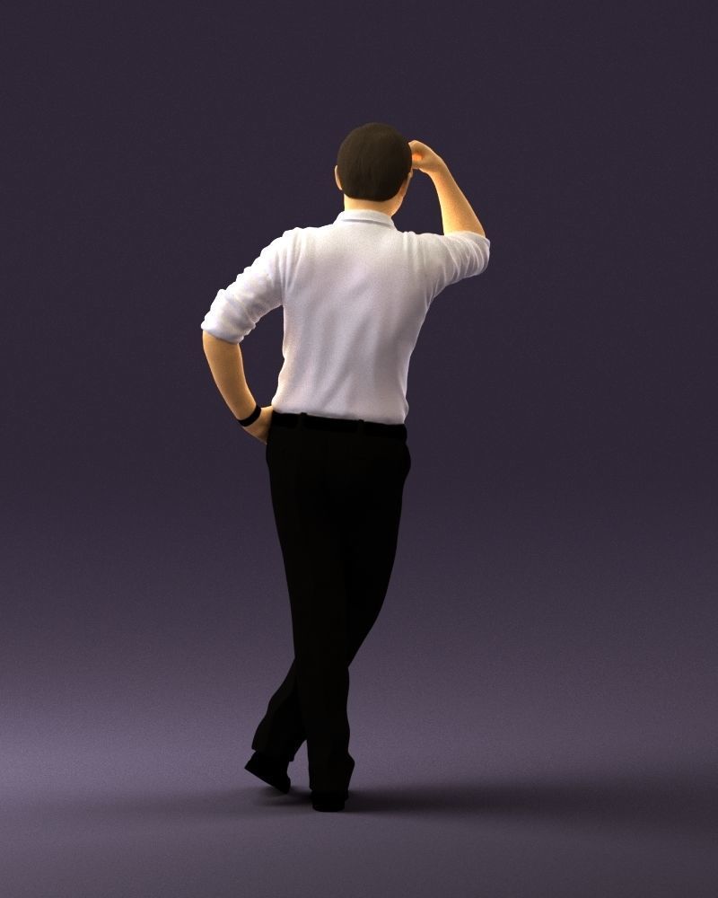 Man in white top smiling 0645 3D model_18