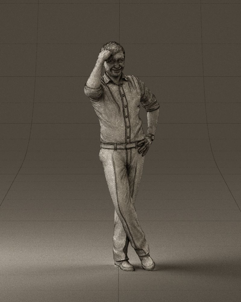 Man in white top smiling 0645 3D model_8