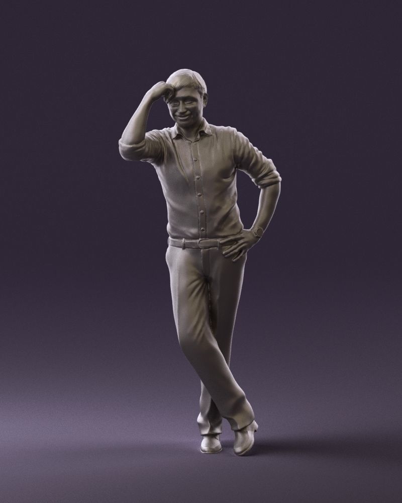 Man in white top smiling 0645 3D model_37