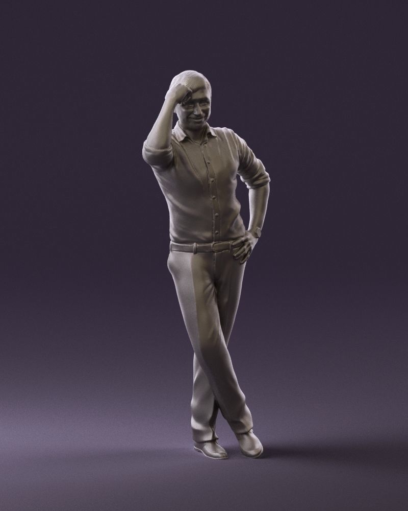 Man in white top smiling 0645 3D model_7