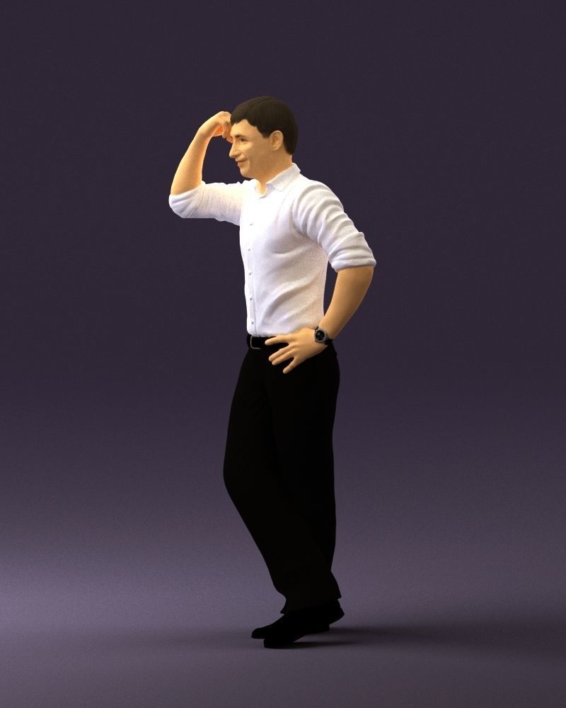 Man in white top smiling 0645 3D model_27