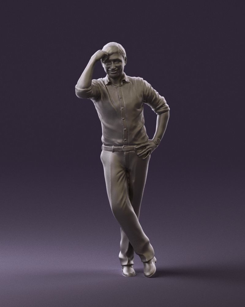 Man in white top smiling 0645 3D model_4